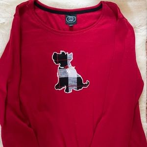 Scottie Dog Long-Sleeve Red Sleep Top